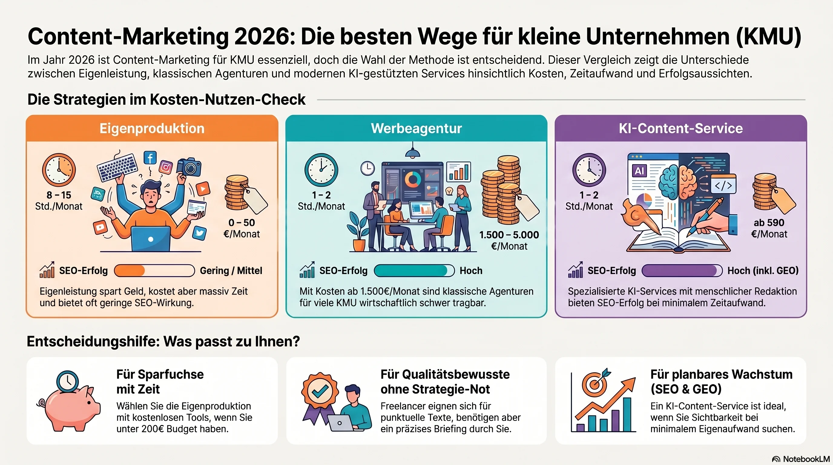 Alternativen zu KI-Content für kleine Unternehmen 2026 – ehrlicher Vergleich
