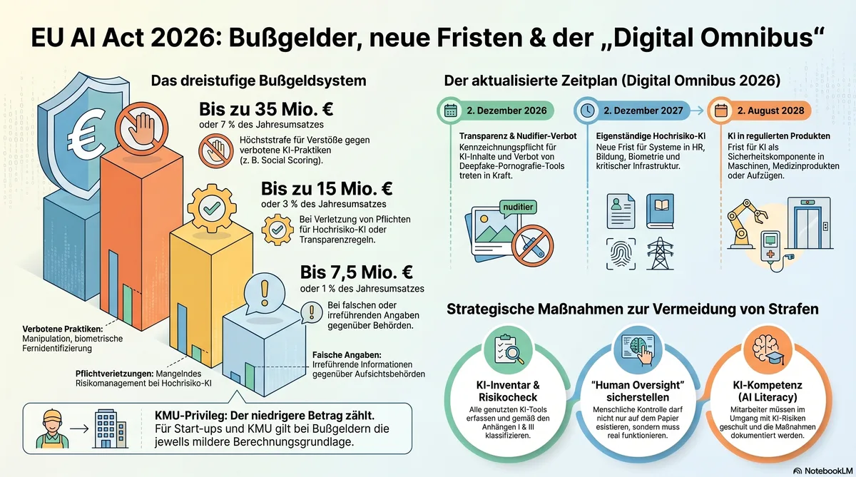 EU AI Act Digital Omnibus 2026 – neue Fristen und Bußgelder für KMU im Überblick