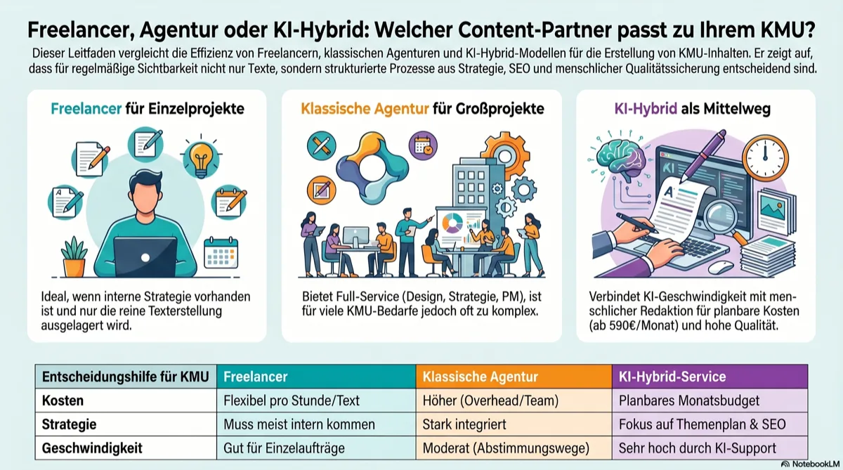 KI-Content Agentur vs. Freelancer – Vergleich für KMU
