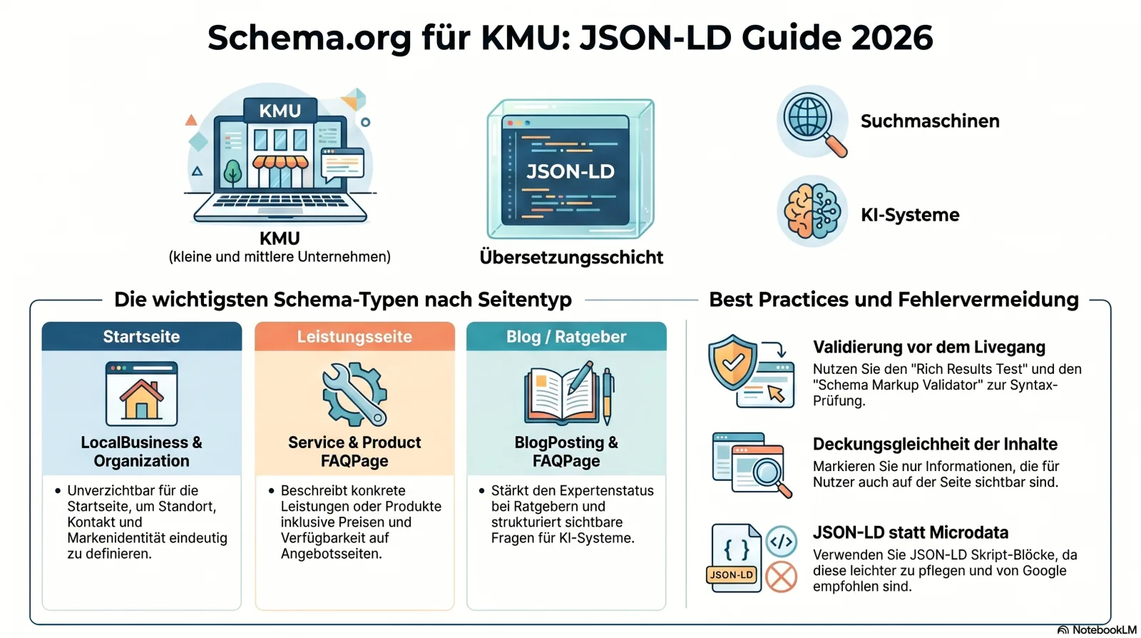 Schema.org JSON-LD und strukturierte Daten für KMU-Websites