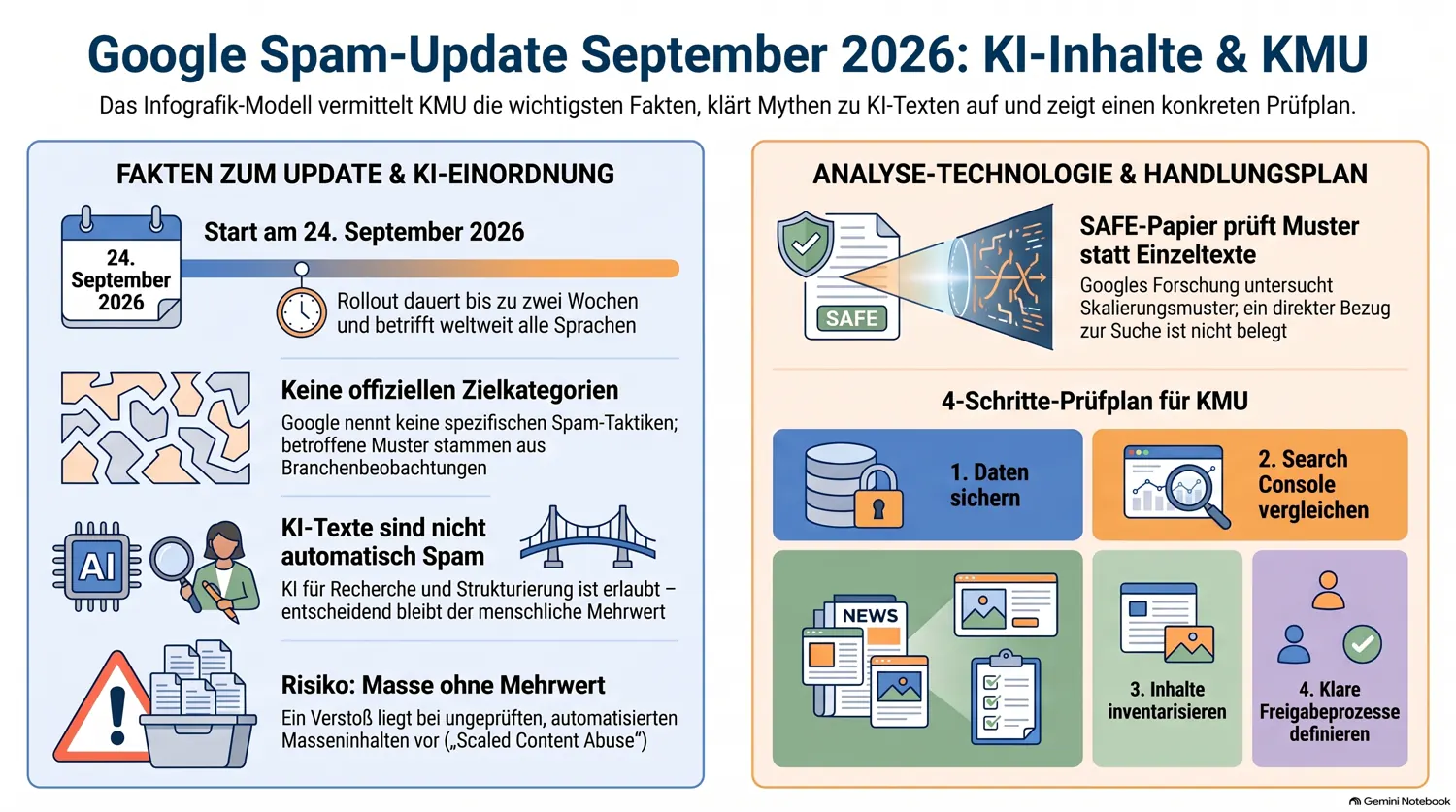 Google Spam-Update September 2026: Was KMU mit KI-Texten jetzt prüfen sollten