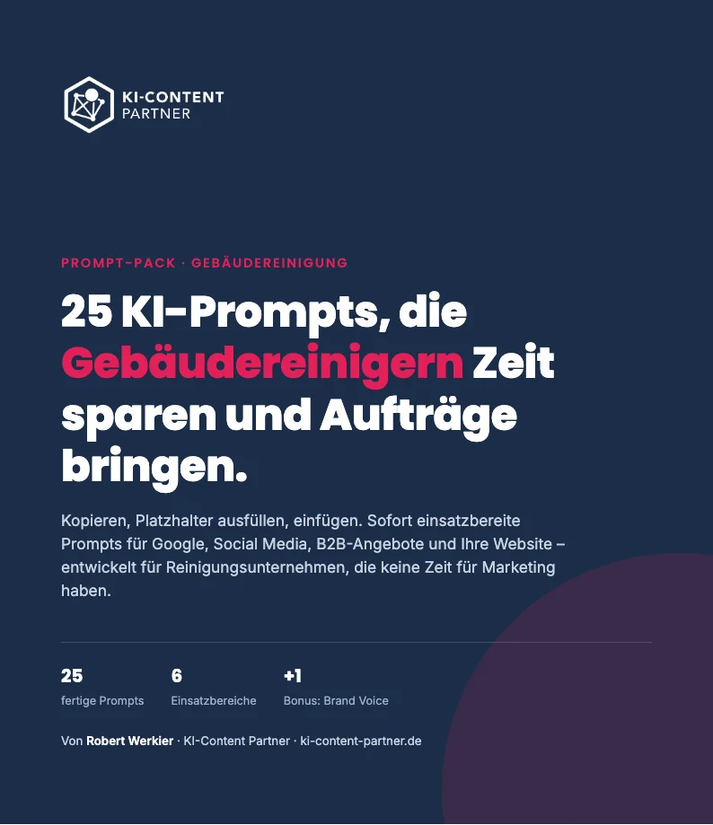 Vorschau Gebäudereinigung KI-Prompt-Pack – Deckblatt anklicken für die PDF-Leseprobe