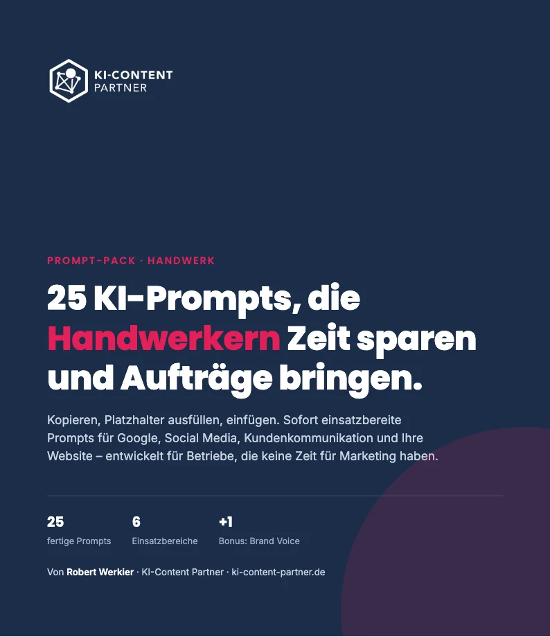 Vorschau Handwerker KI-Prompt-Pack – Deckblatt anklicken für die PDF-Leseprobe