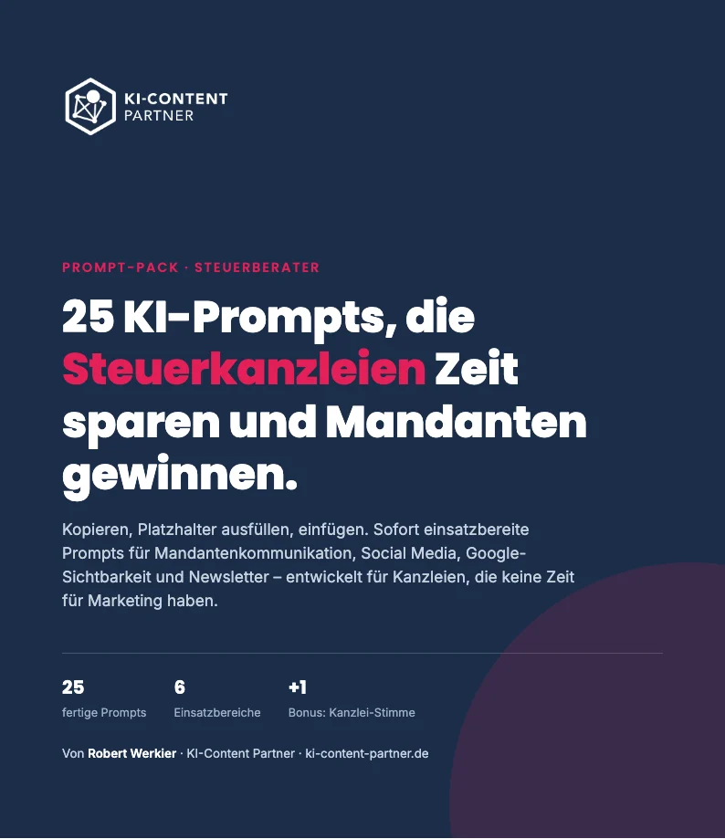 Vorschau Steuerberater KI-Prompt-Pack – Deckblatt anklicken für die PDF-Leseprobe